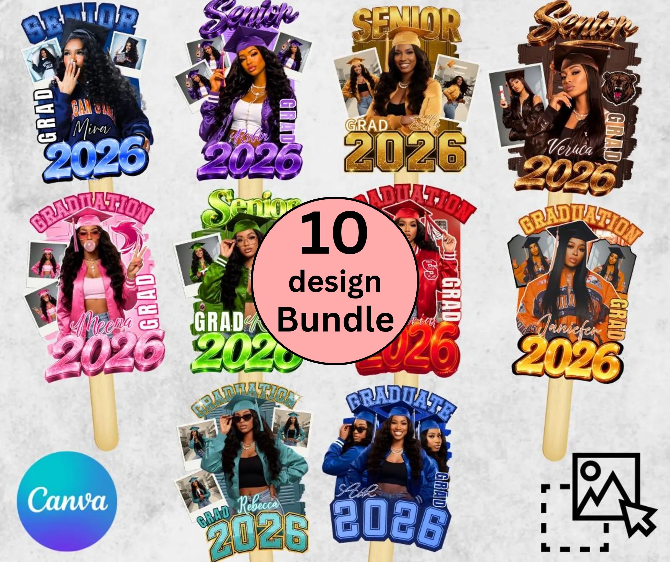 Graduation Fan Template Bundle – 10 Editable Canva Designs | Class of ...