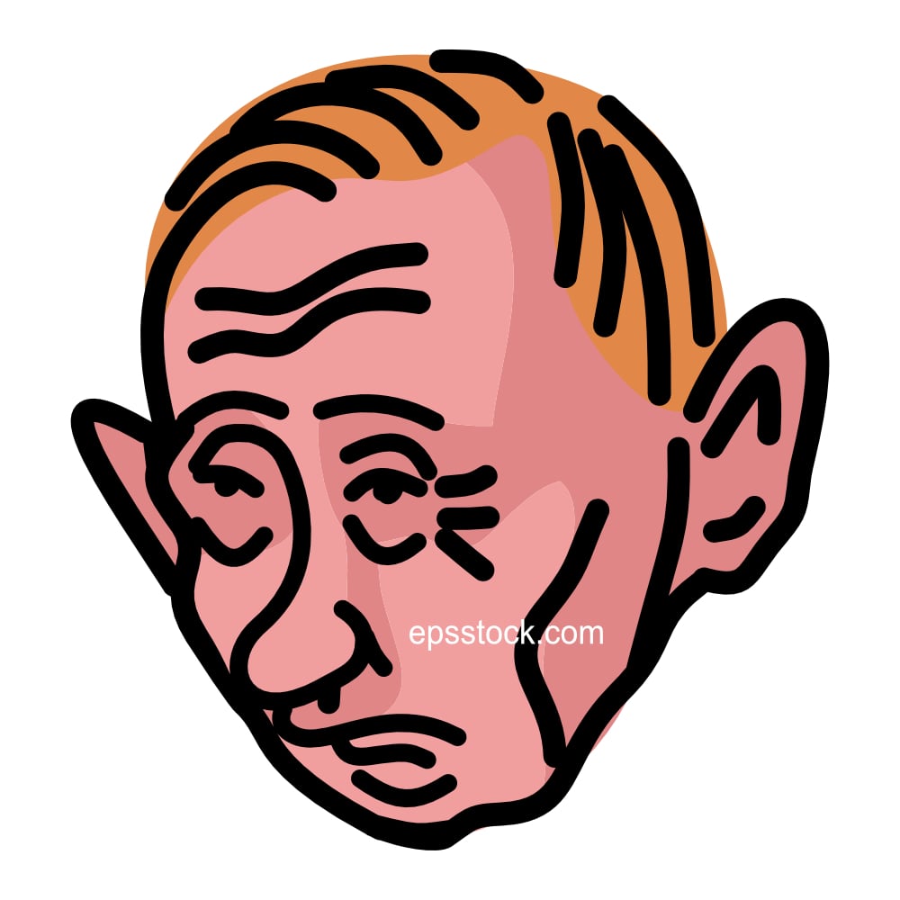 caricature of a dictator, black isolated vector silhouette