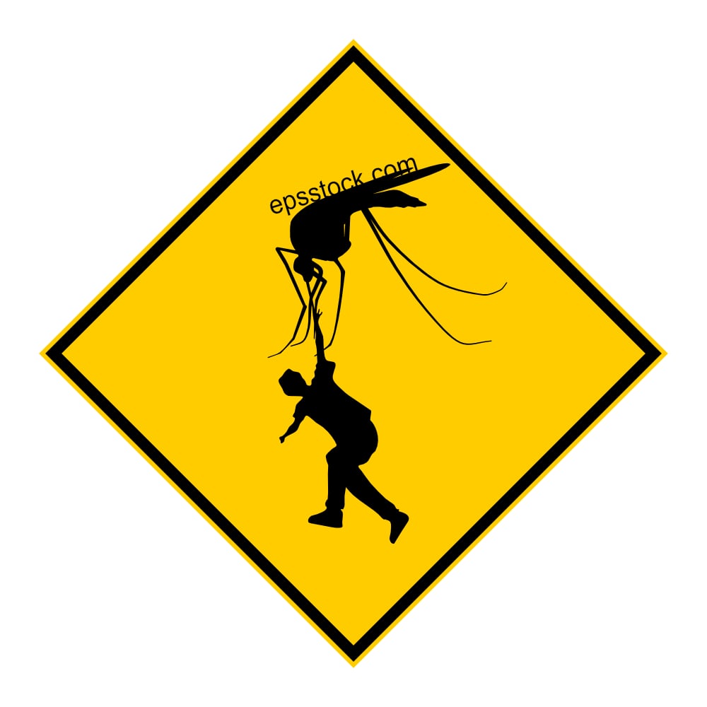 Many mosquitoes sign, black isolated vector silhouette