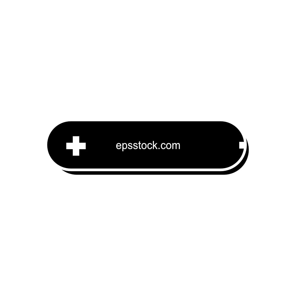 Swiss knife symbol, black isolated vector silhouette