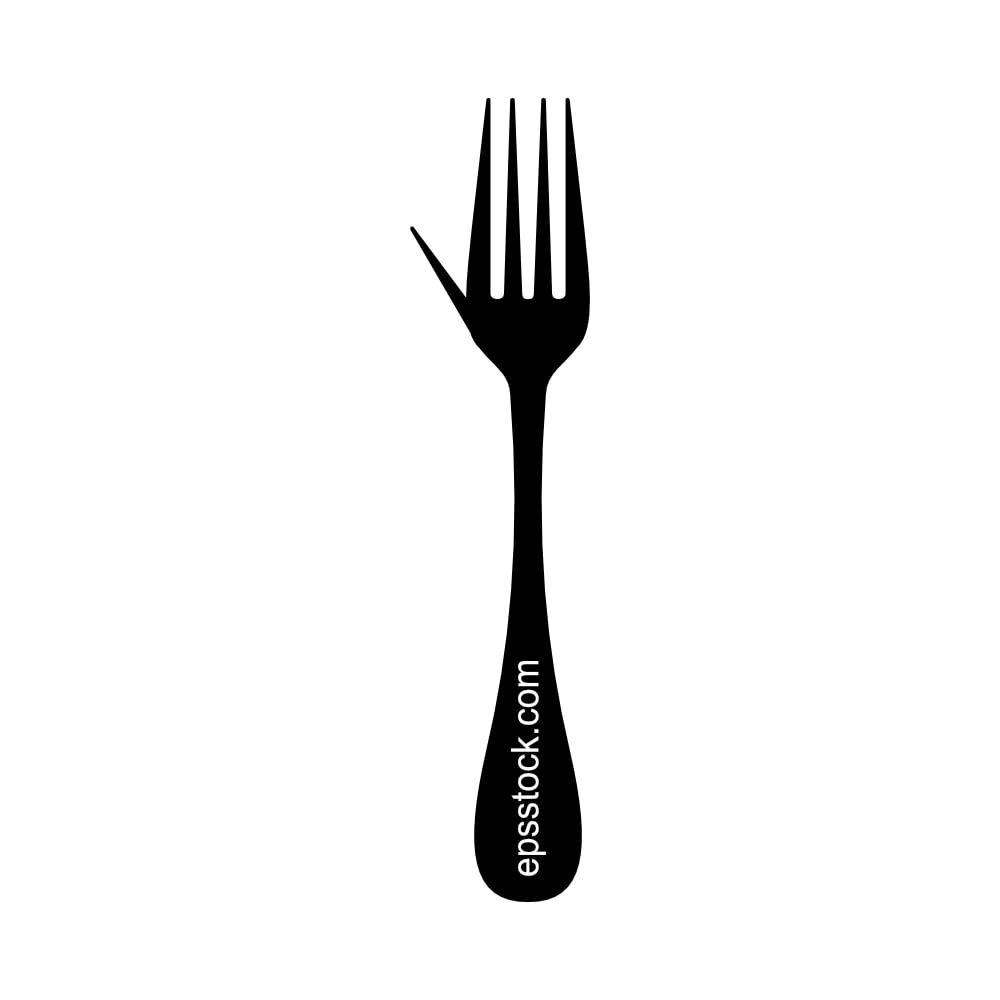 Hand like a fork, black isolated vector silhouette