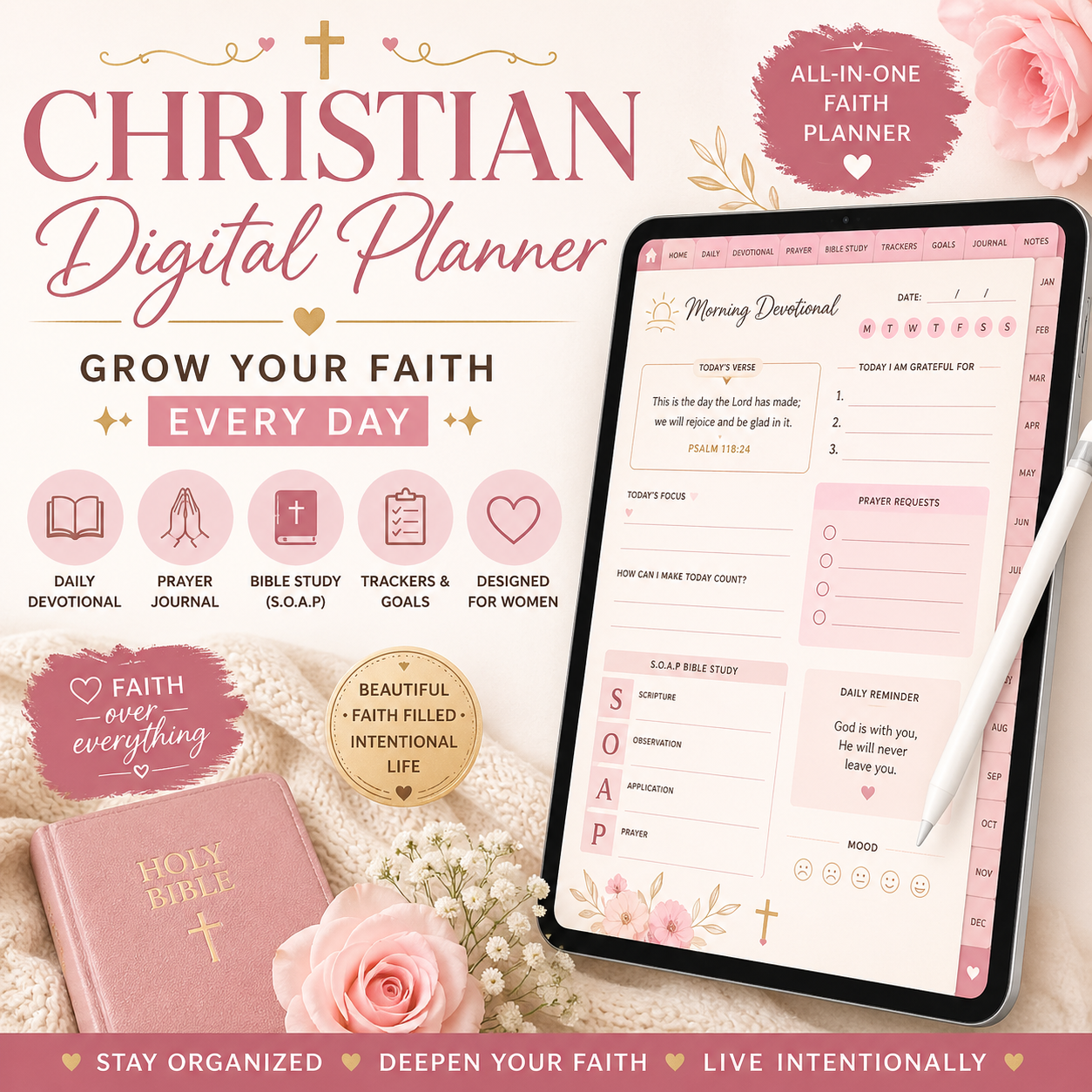 Christian Digital Planner | Daily Devotional Journal | Prayer Journal ...