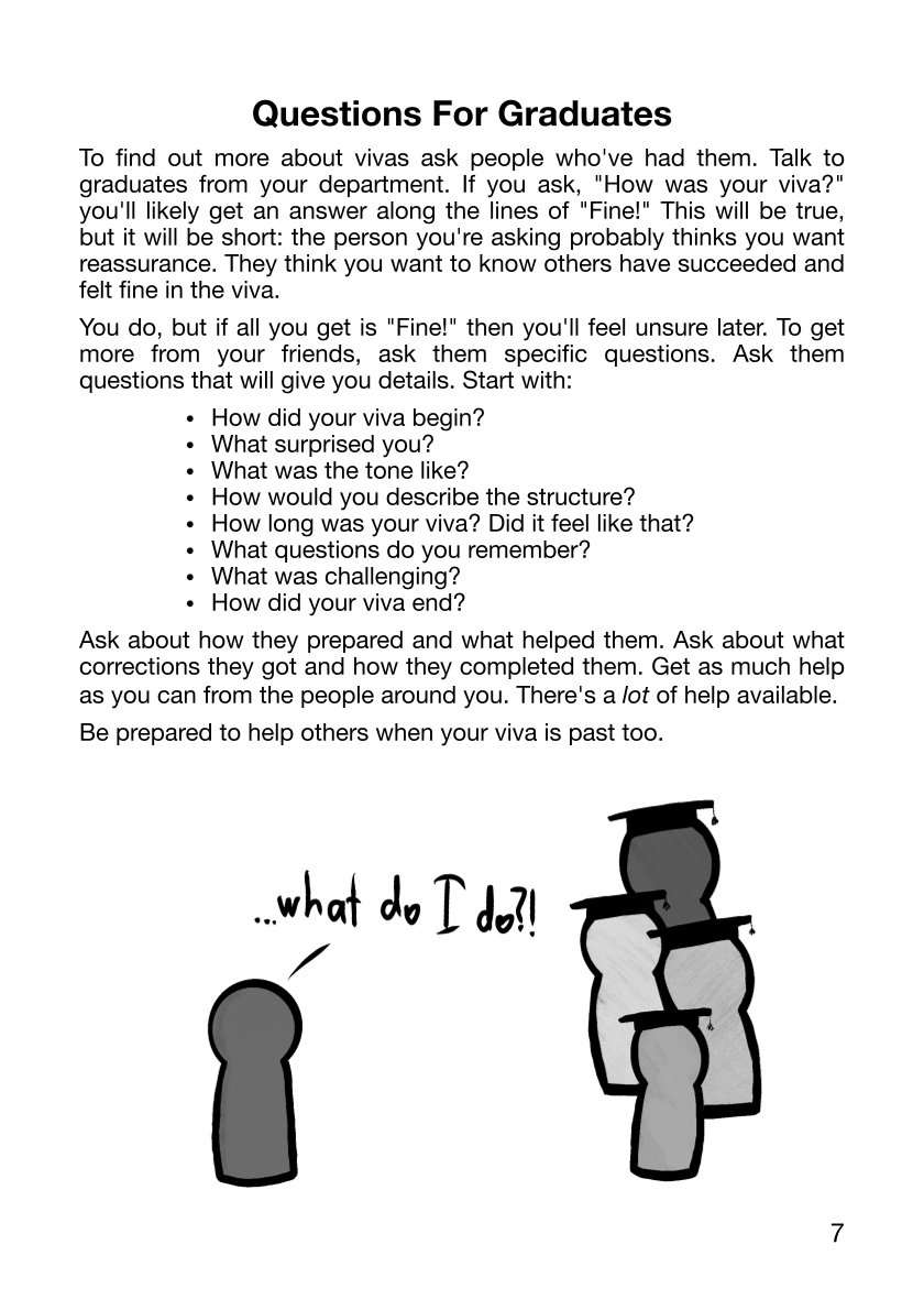 Page 7 of the issue. A blog post titled Questions For Graduates takes up approximately half the page; the lower half has a black and white illustration of a game piece character asking others wearing mortar boards, "...what do I do?!"