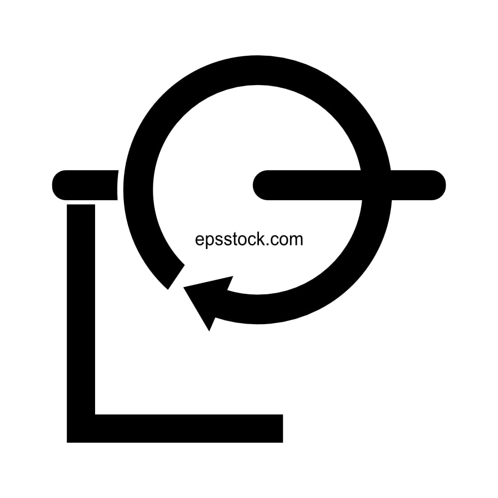 Gyroscope sign, black isolated vector silhouette