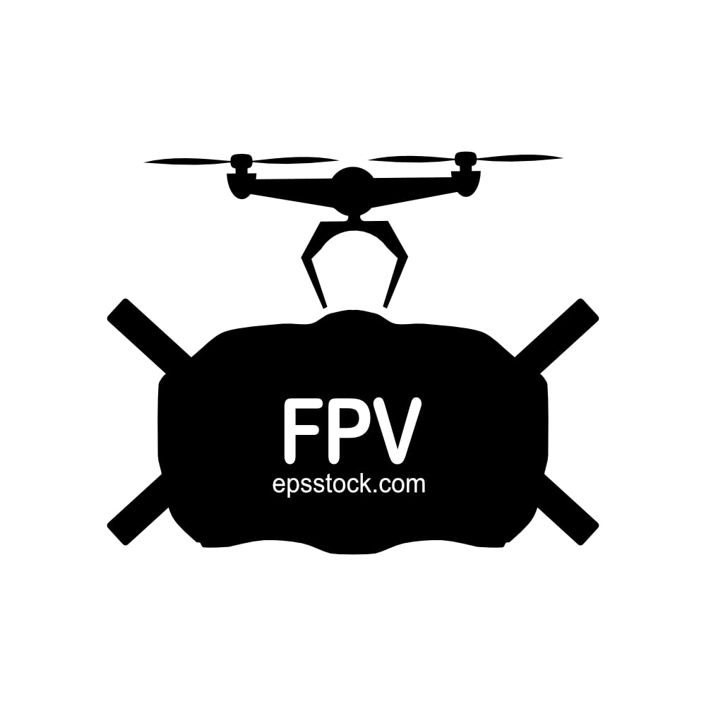 fpv pilot, black isolated vector silhouette