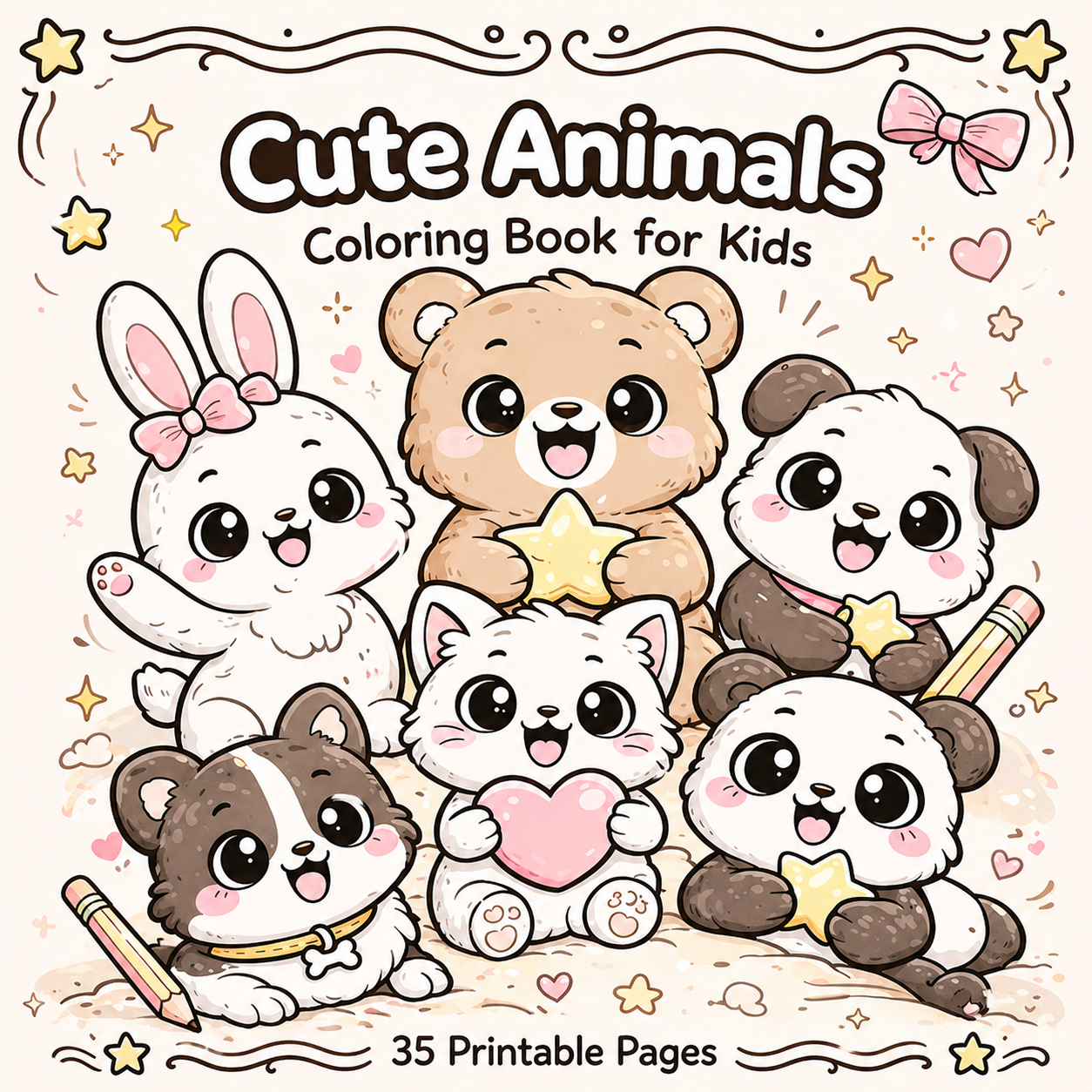 Cute Animals Coloring Book for Kids – 35 Pages of Calm, Fun & Creativity