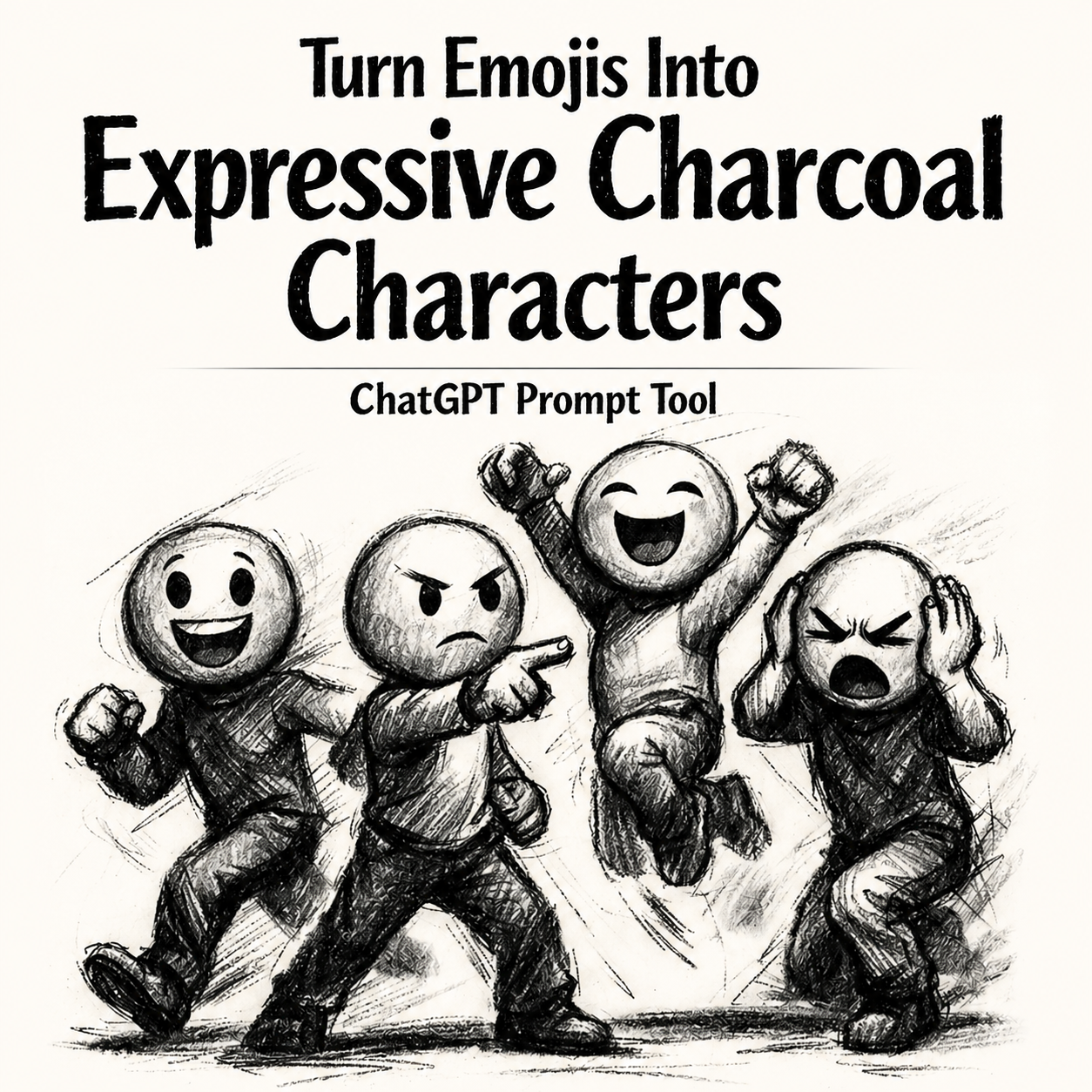 Turn Emojis Into Expressive Charcoal Characters (ChatGPT Prompt)