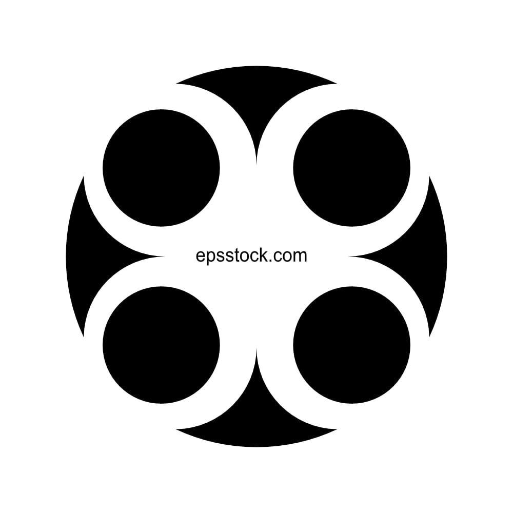 Film Reel, black isolated vector silhouette
