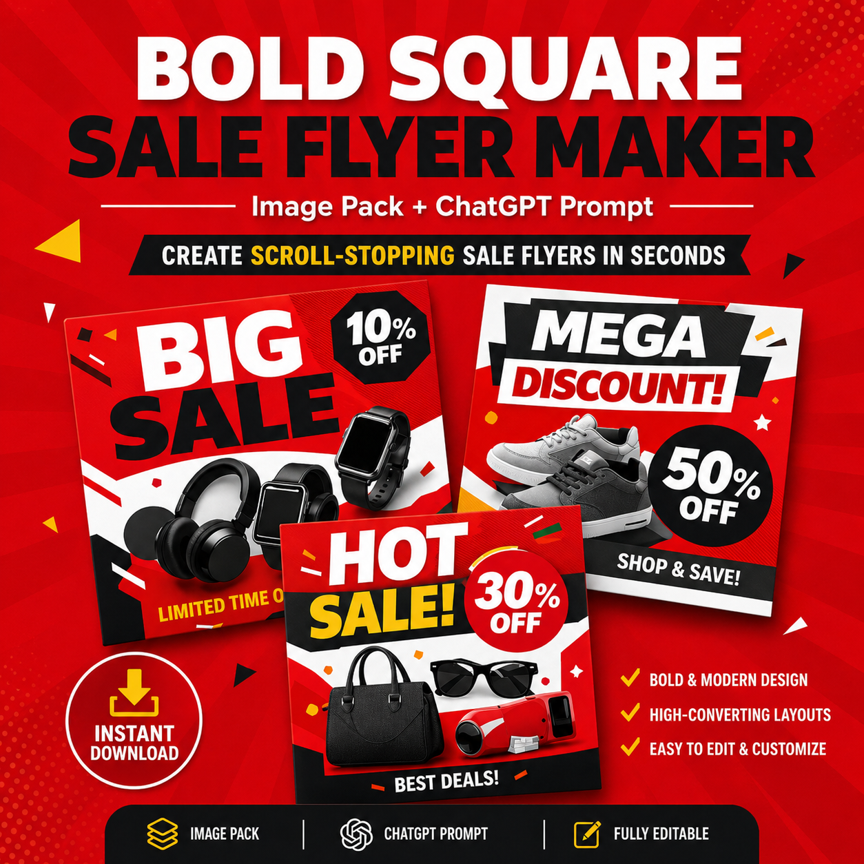 Bold Instagram Sale Flyers That Actually Sell (Image Pack + ChatGPT Prompt)