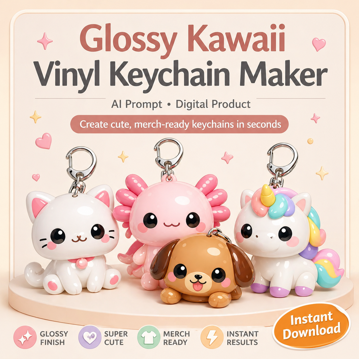 Glossy Kawaii Vinyl Keychain Maker (AI Prompt)