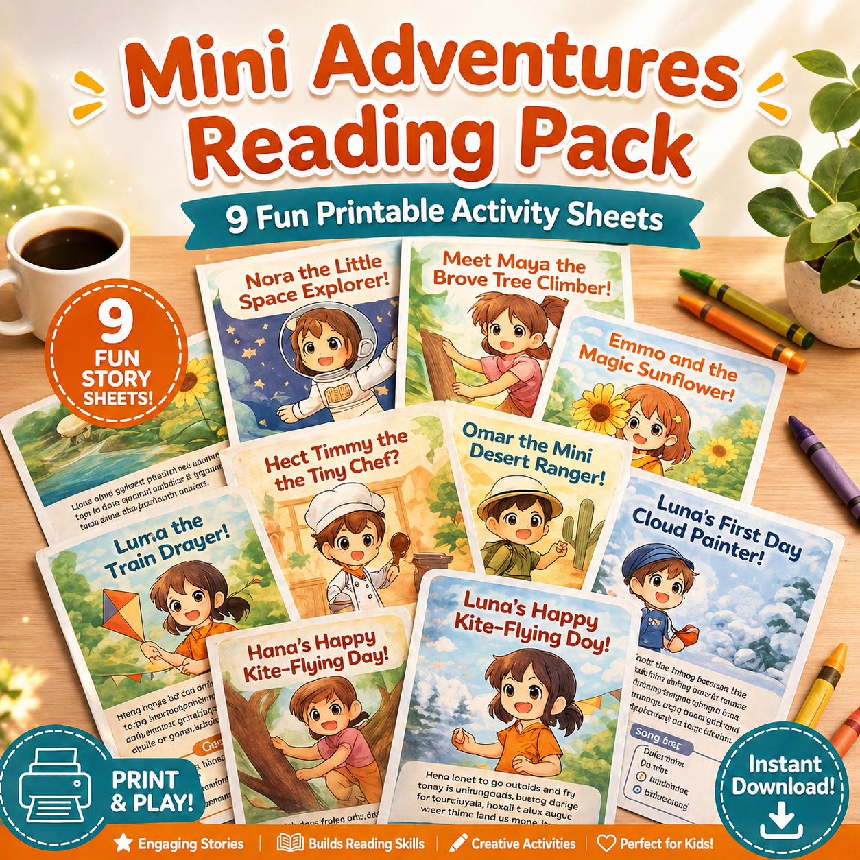 9 Short Reading Stories Kids Can Read Alone (Printable Pack)