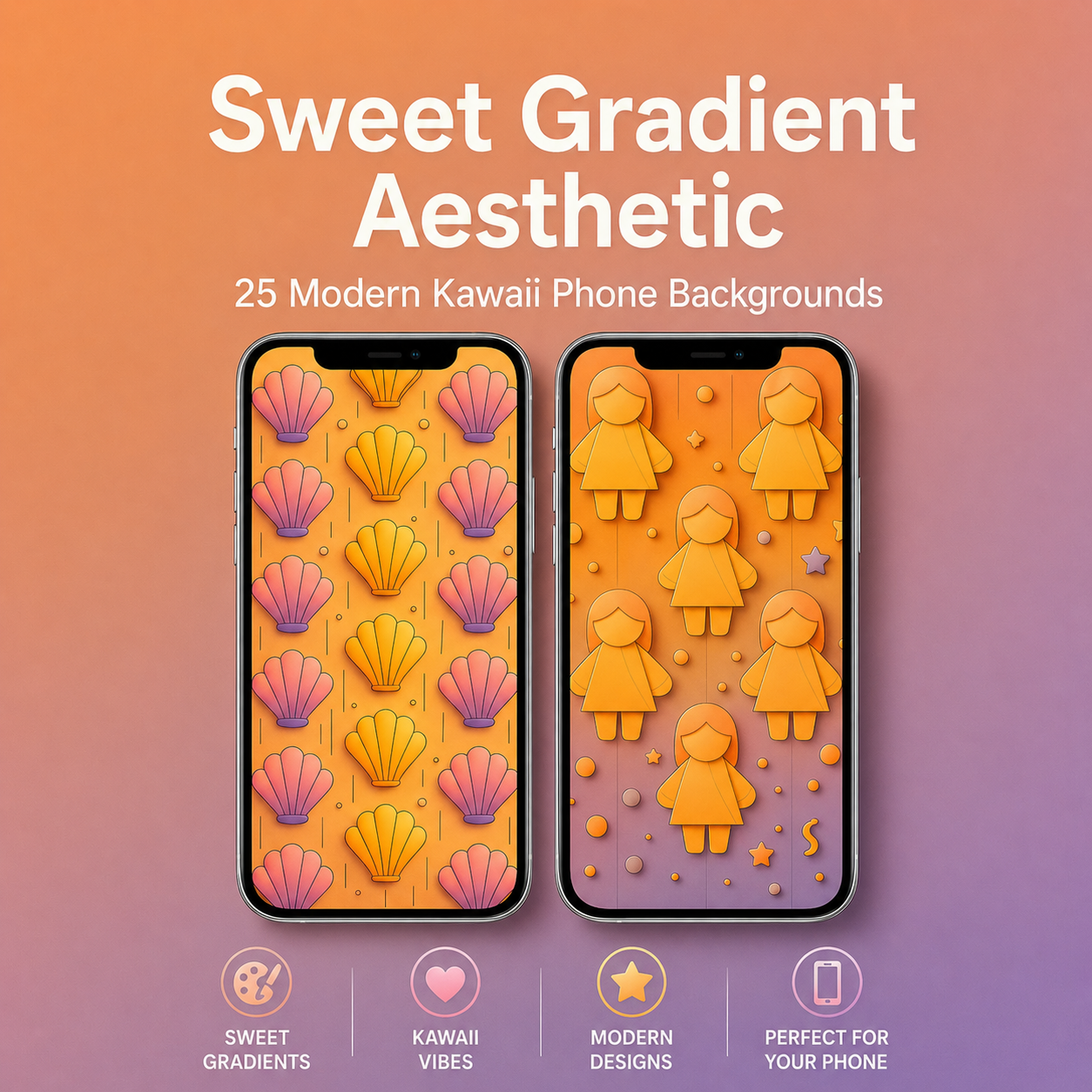 Sweet Gradient Aesthetic – 25 Modern Kawaii Phone Backgrounds