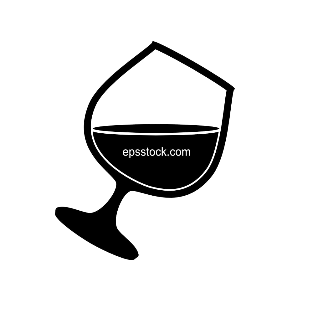 Cup of red wine, black isolated vector silhouette