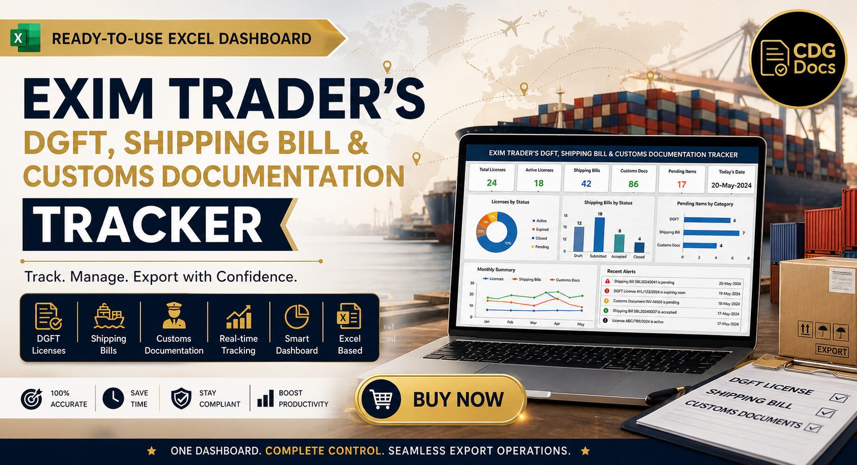 EXIM Trader DGFT, Shipping Bill & Customs Documentation Tracking Excel ...