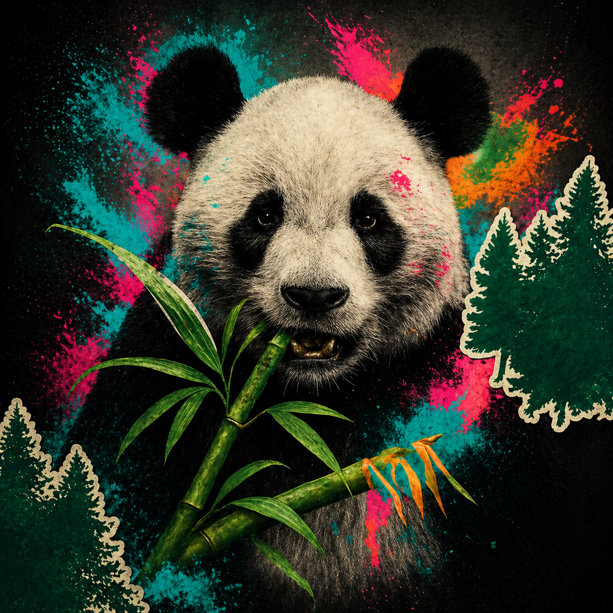 Color Splash Panda Phone Wallpaper – Urban Jungle Art