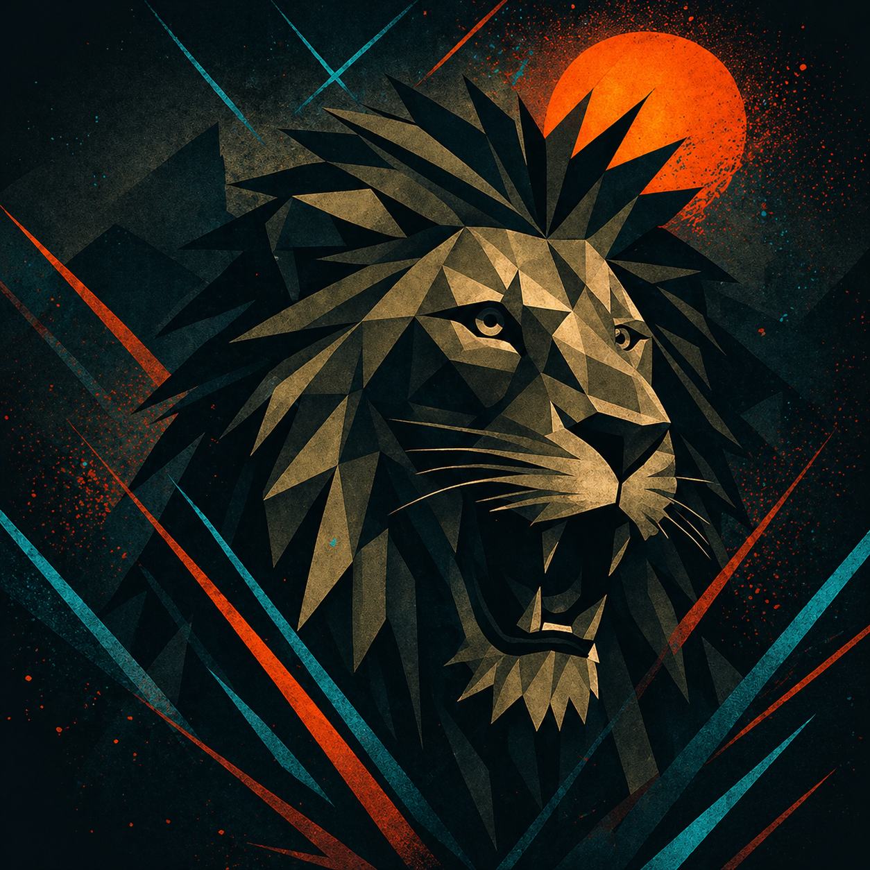 Geometric Lion Phone Wallpaper – Bold Abstract Animal Art
