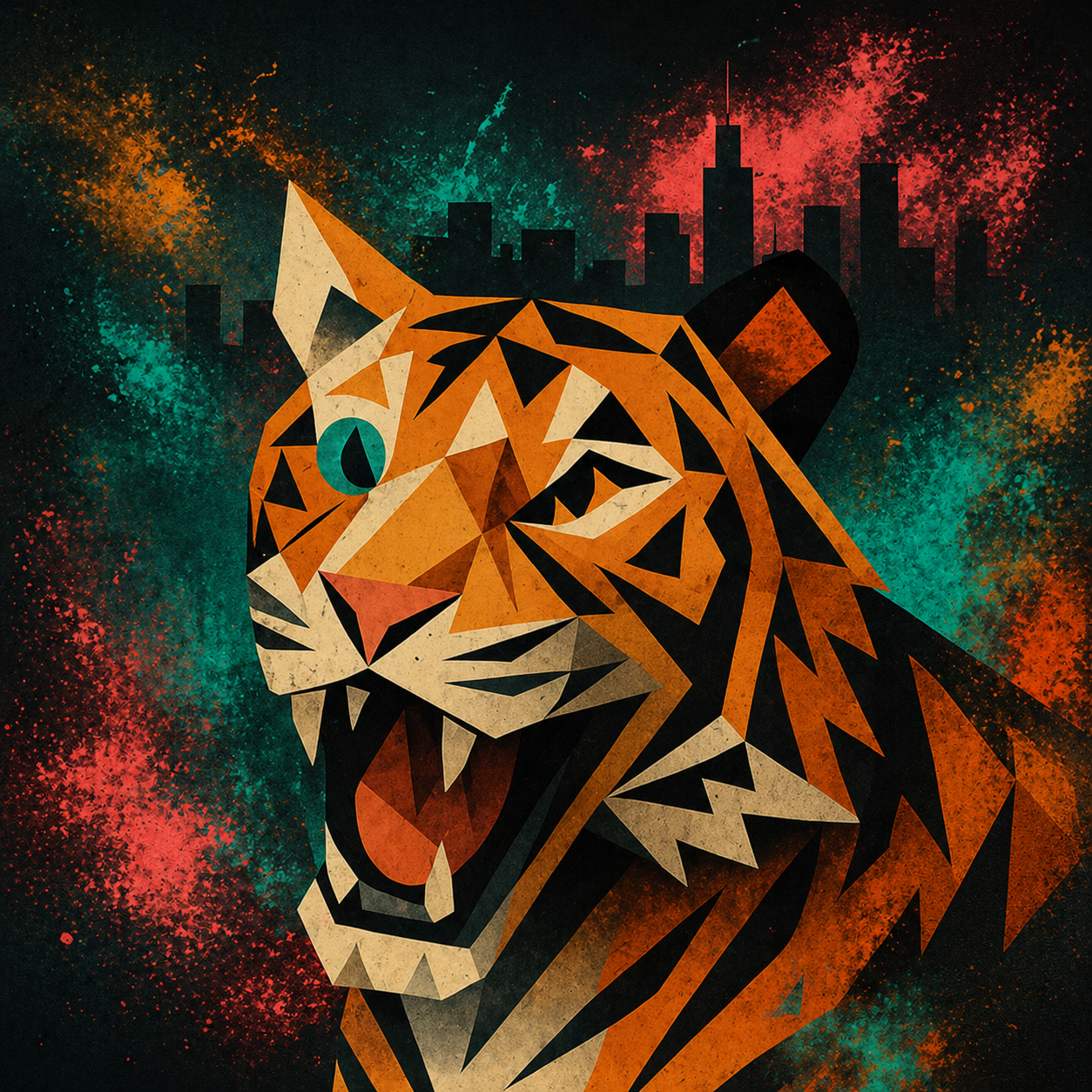 Geometric Tiger Phone Wallpaper – Bold Abstract Animal Art