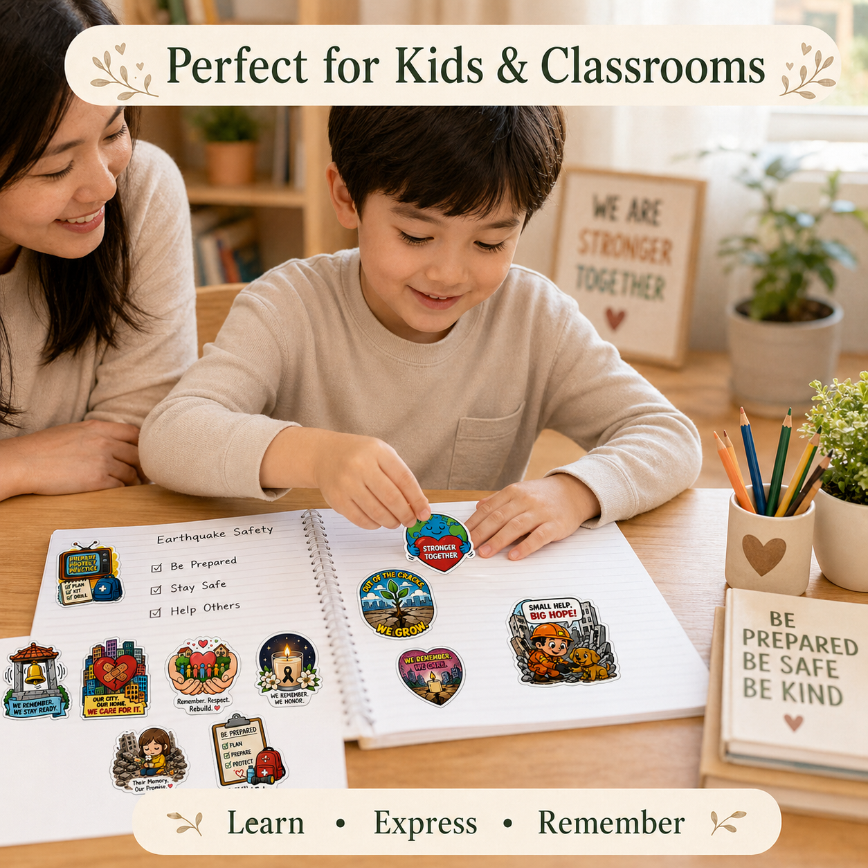 Earthquake Awareness & Remembrance Sticker Sheet (Printable)