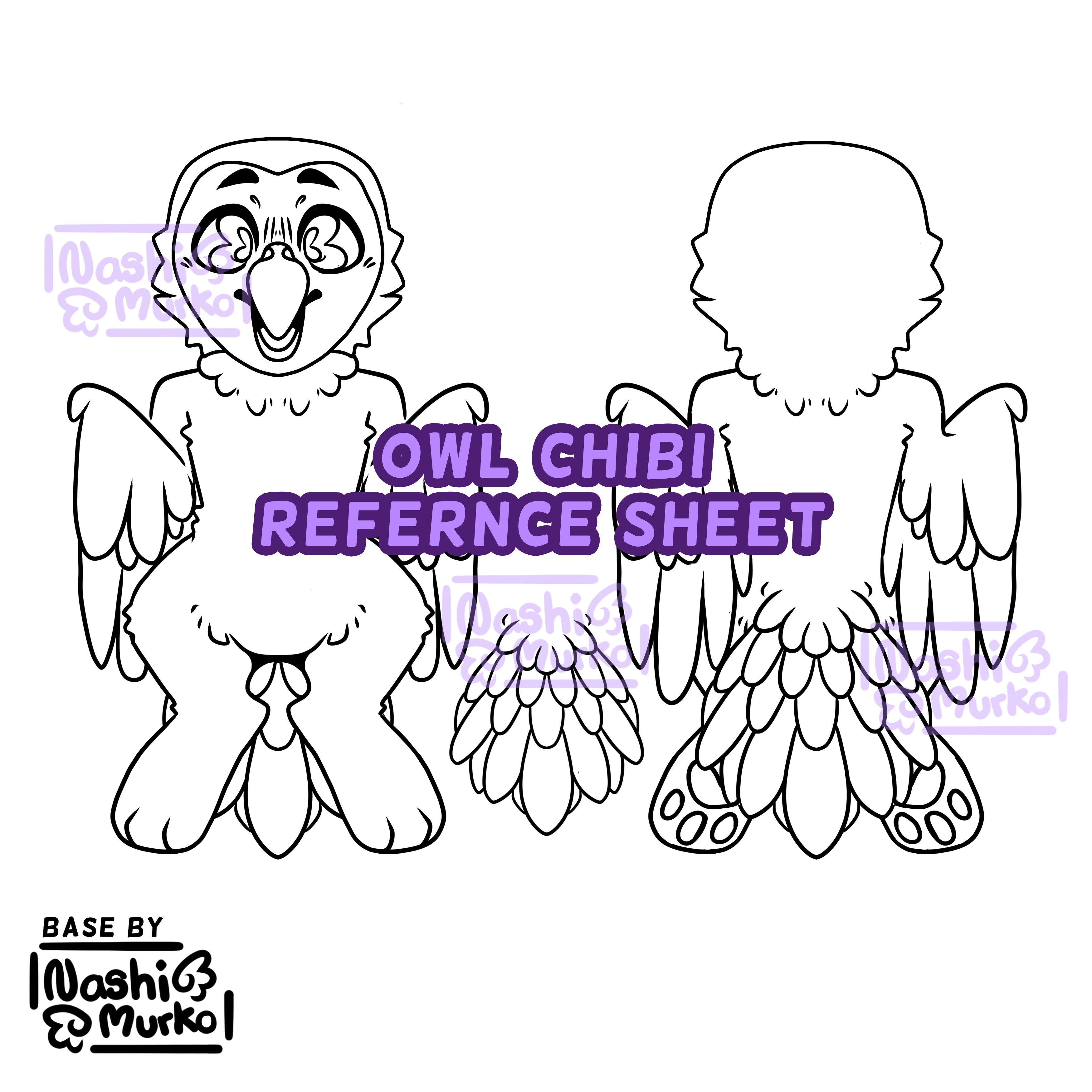 Owl 2 Sided Chibi Fursona Base - Payhip