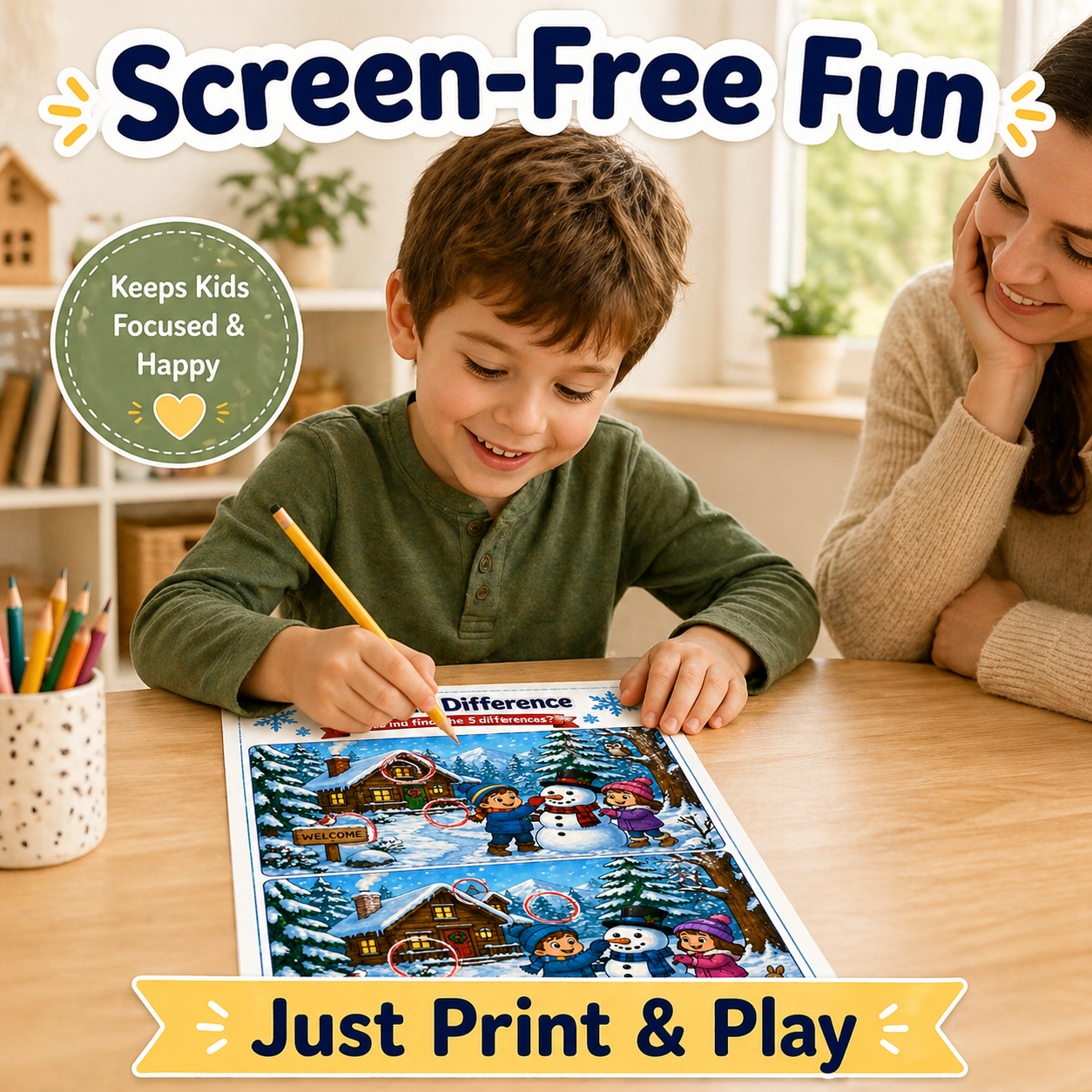 Spot the Difference for Kids – 5 Fun Printable Games (Instant Download)