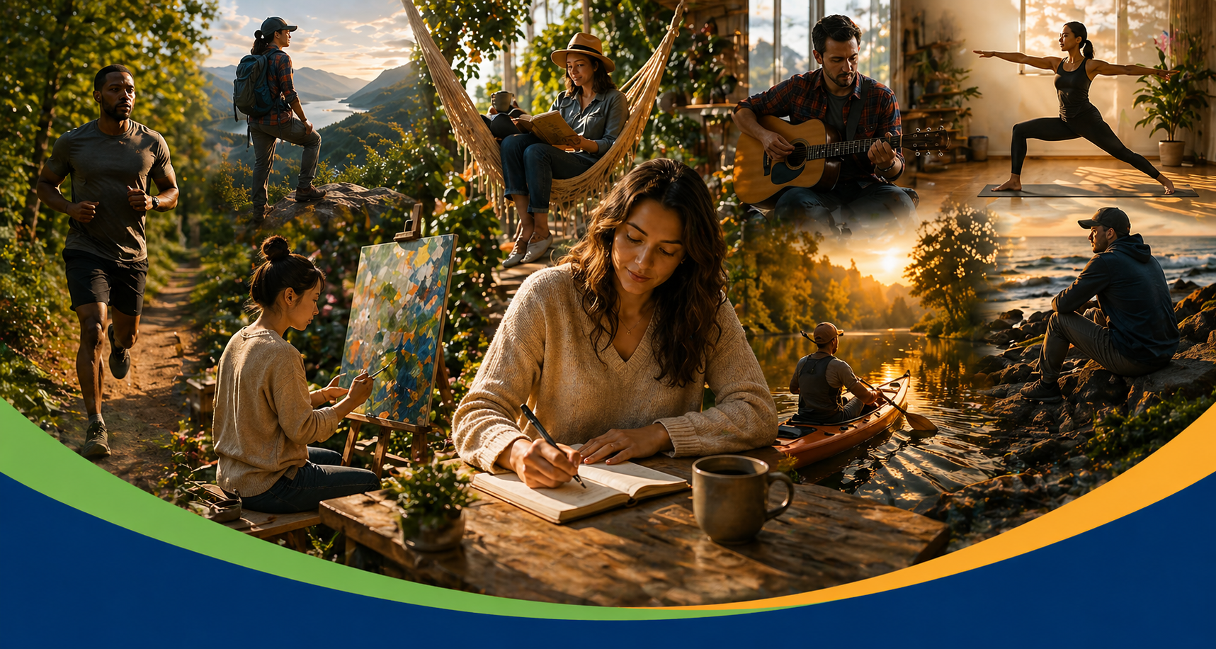 People finding calrity through journaling, hiling, exercise, yoga, music, art, and meditation
