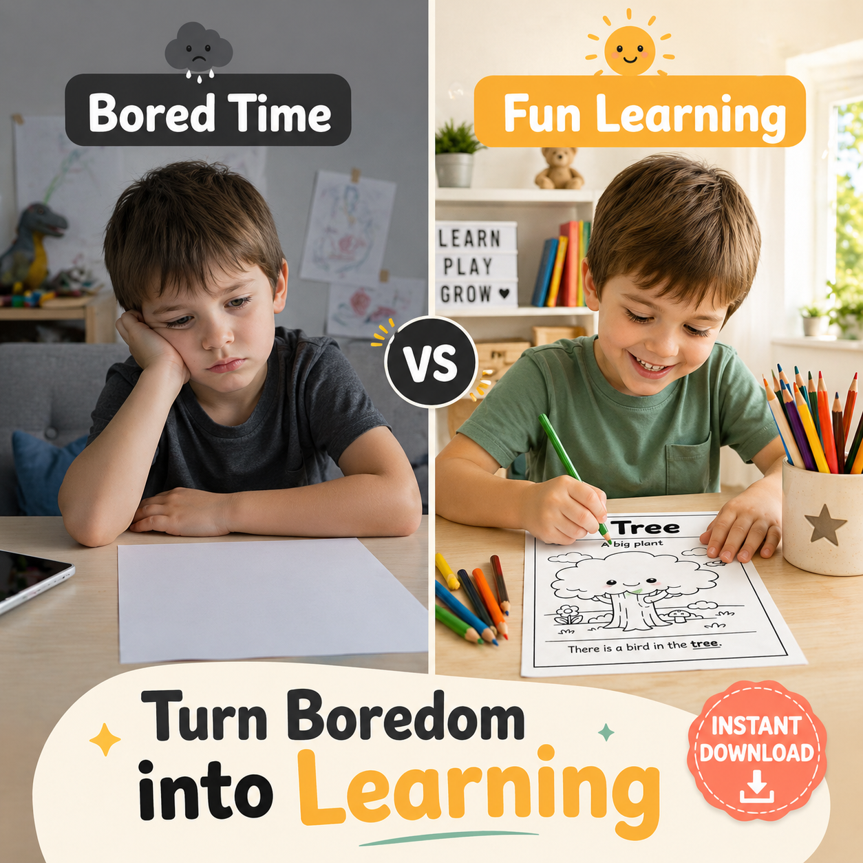5 Printable Coloring Pages with Simple Sentences for Kids (Ages 3–7)