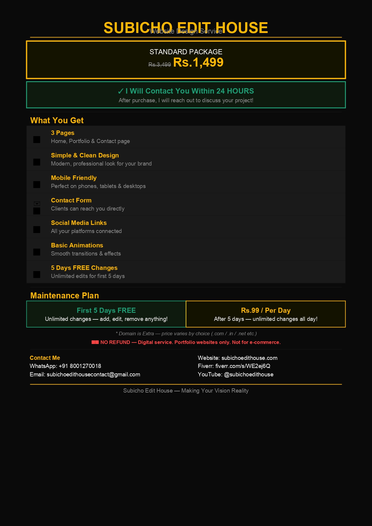 Subicho Edit House Portfolio Website Design Service ( Standard )