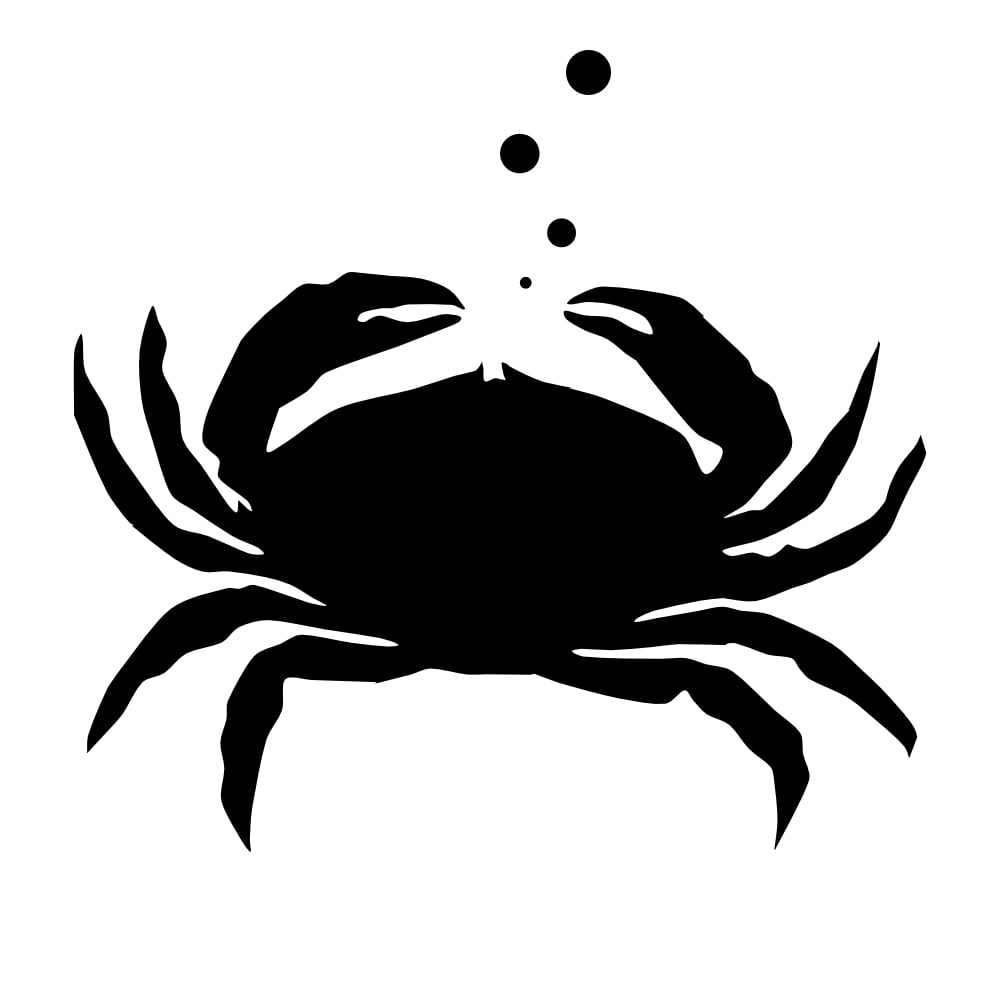 crab symbol, black isolated vector silhouette