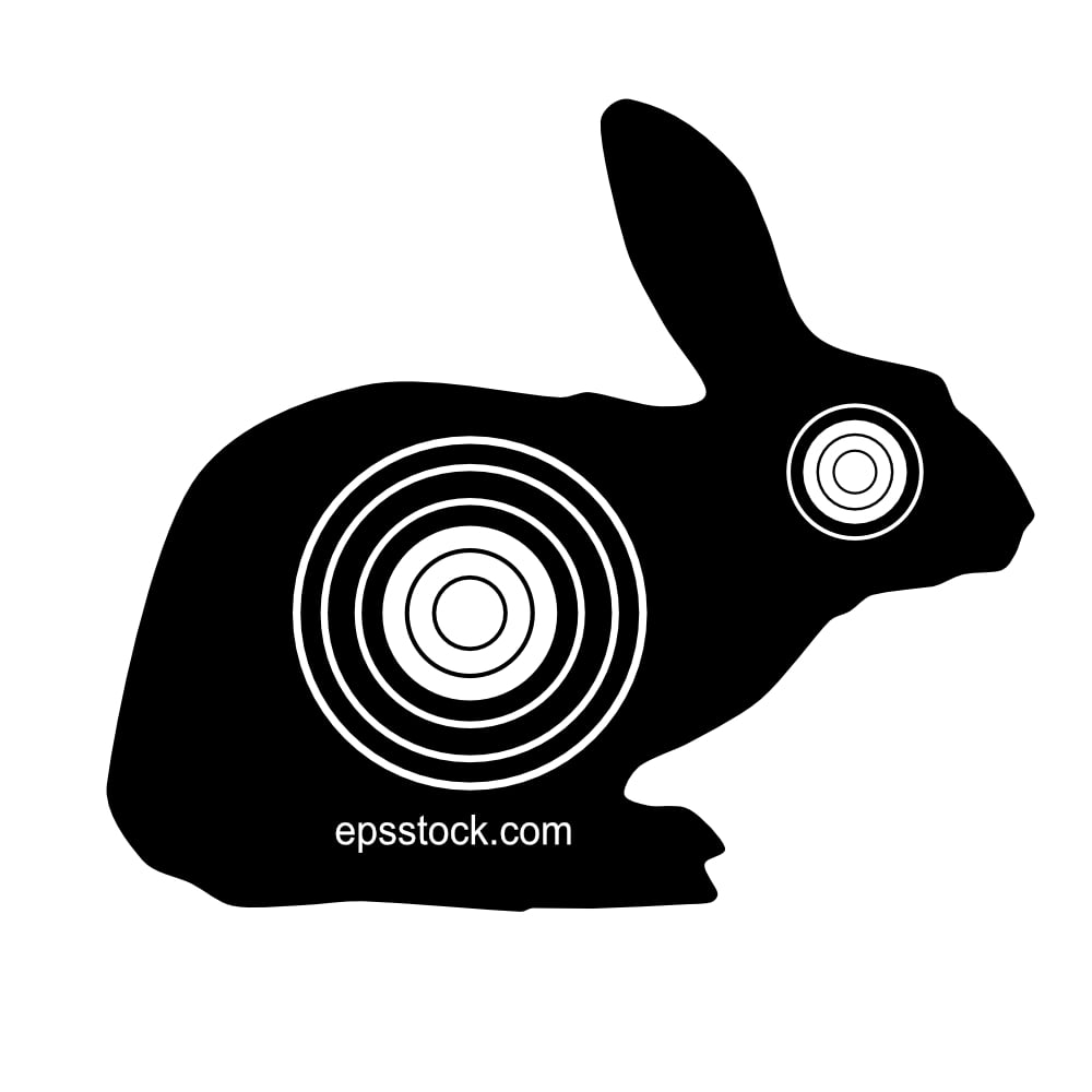 rabbit Target, black isolated vector silhouette