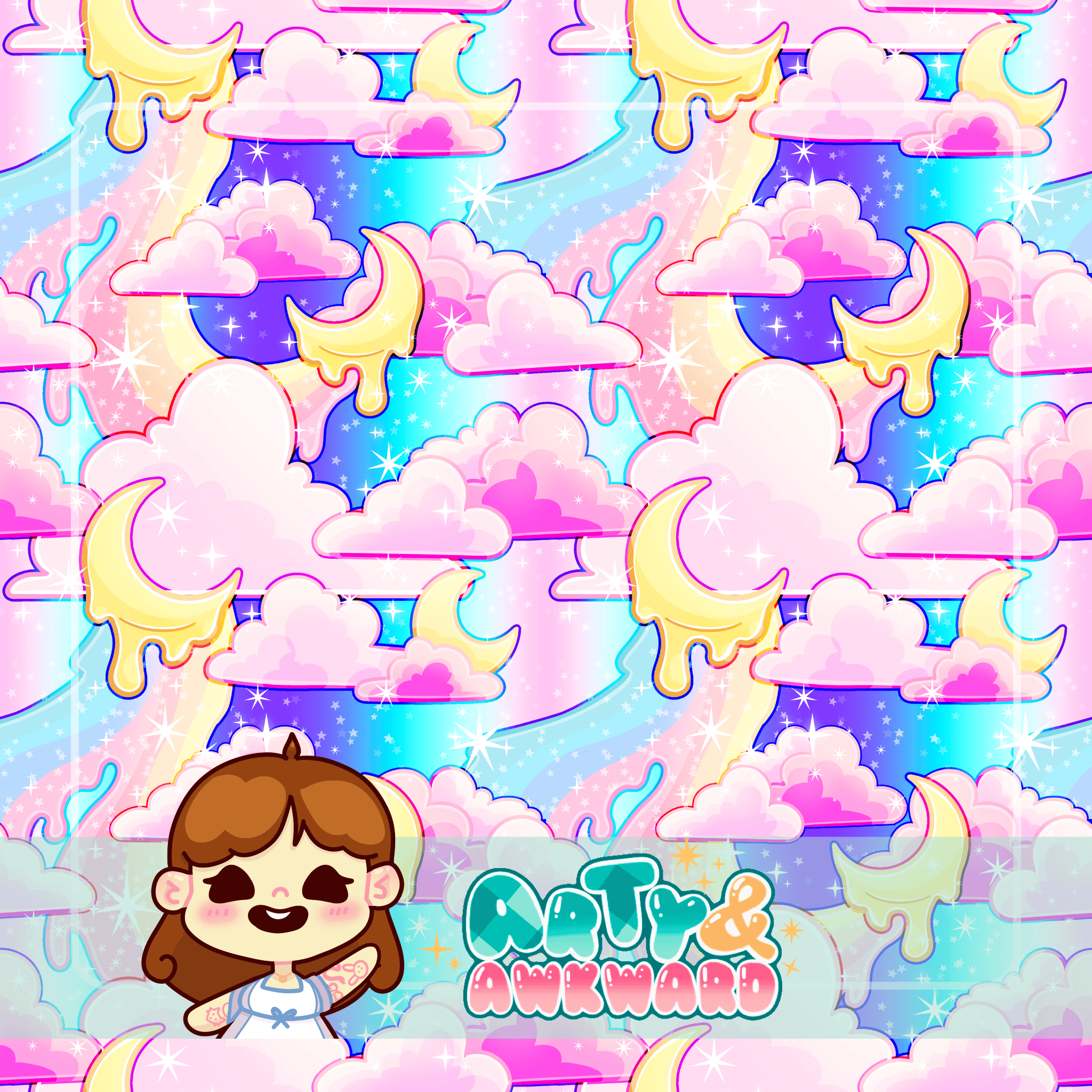 moon and clouds - rainbow - bright - Payhip