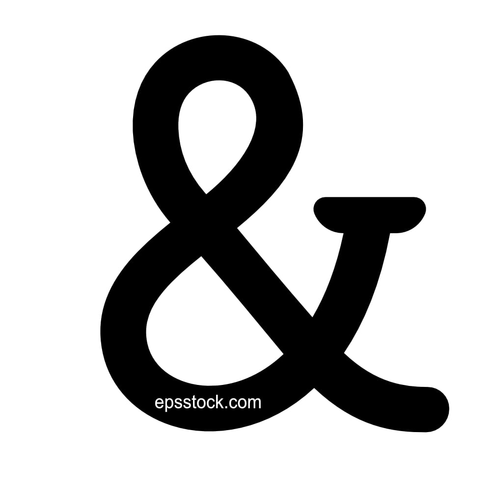 Ampersand symbol, black isolated vector silhouette