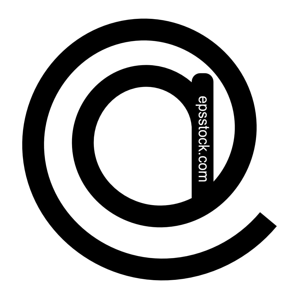 The at sign, black isolated vector silhouette