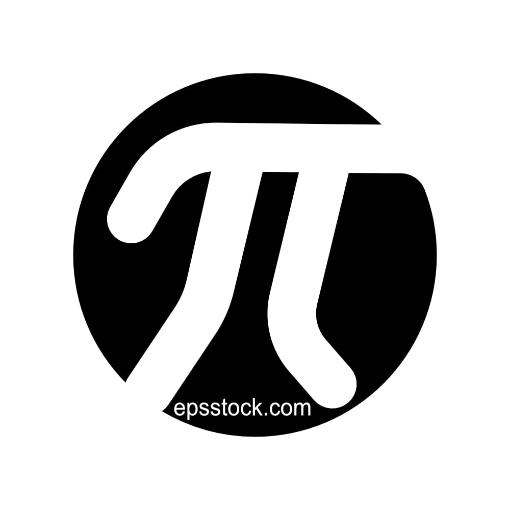 pi symbol, black isolated vector silhouette