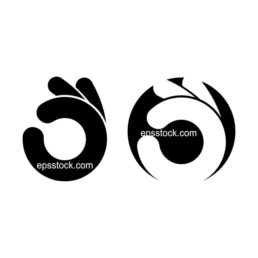 OK gesture, black isolated vector silhouette