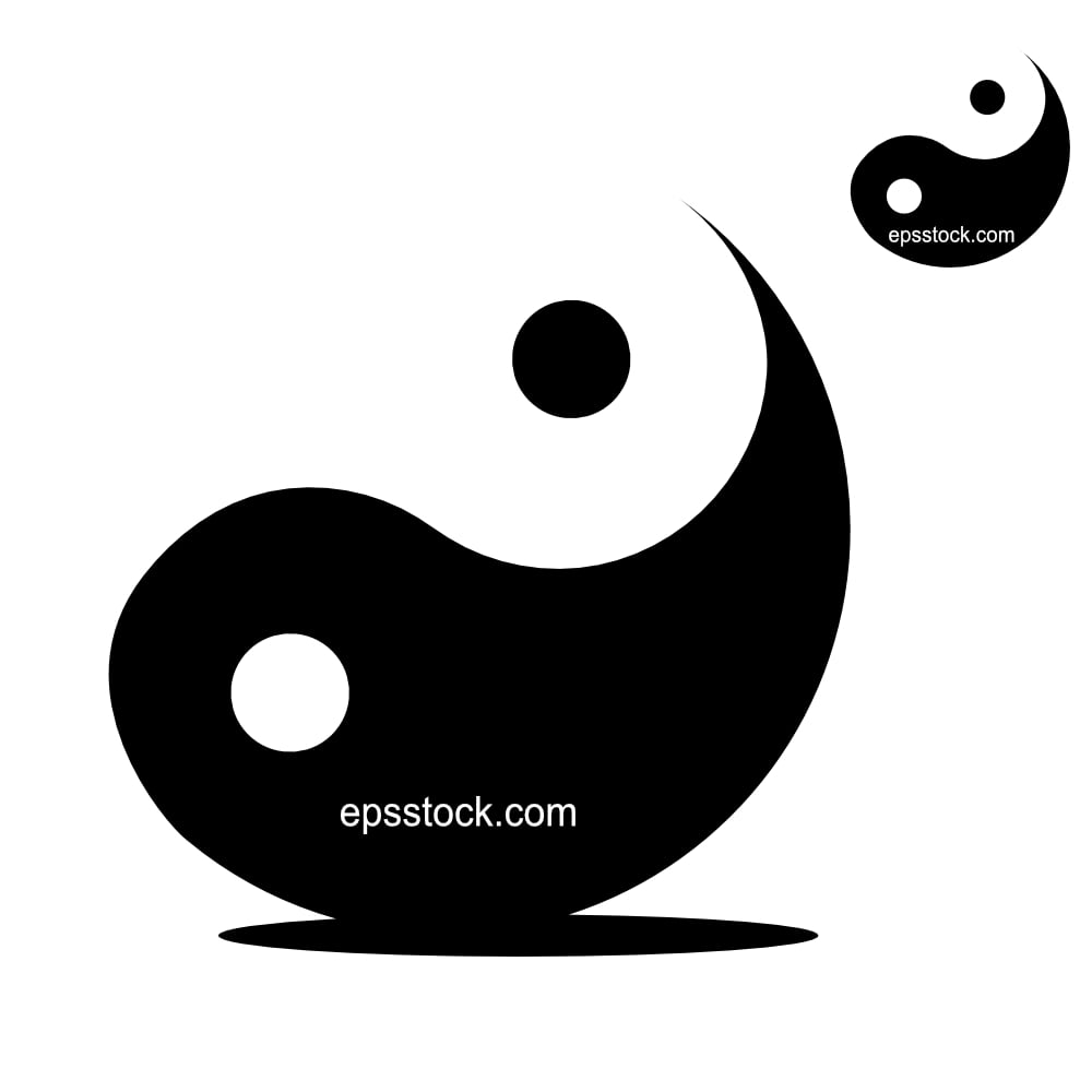 Yin Yang symbol, black isolated vector silhouette