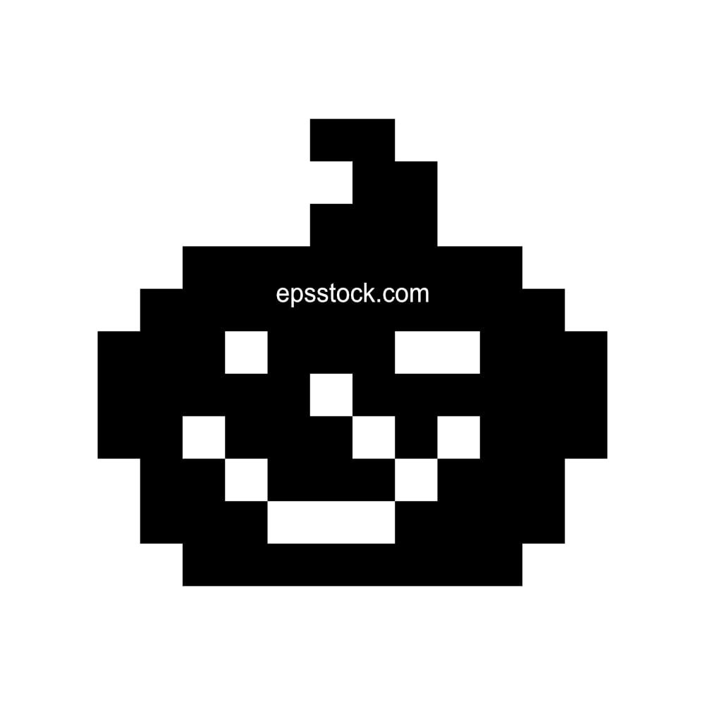 pumpkin pixel symbol, black isolated vector silhouette