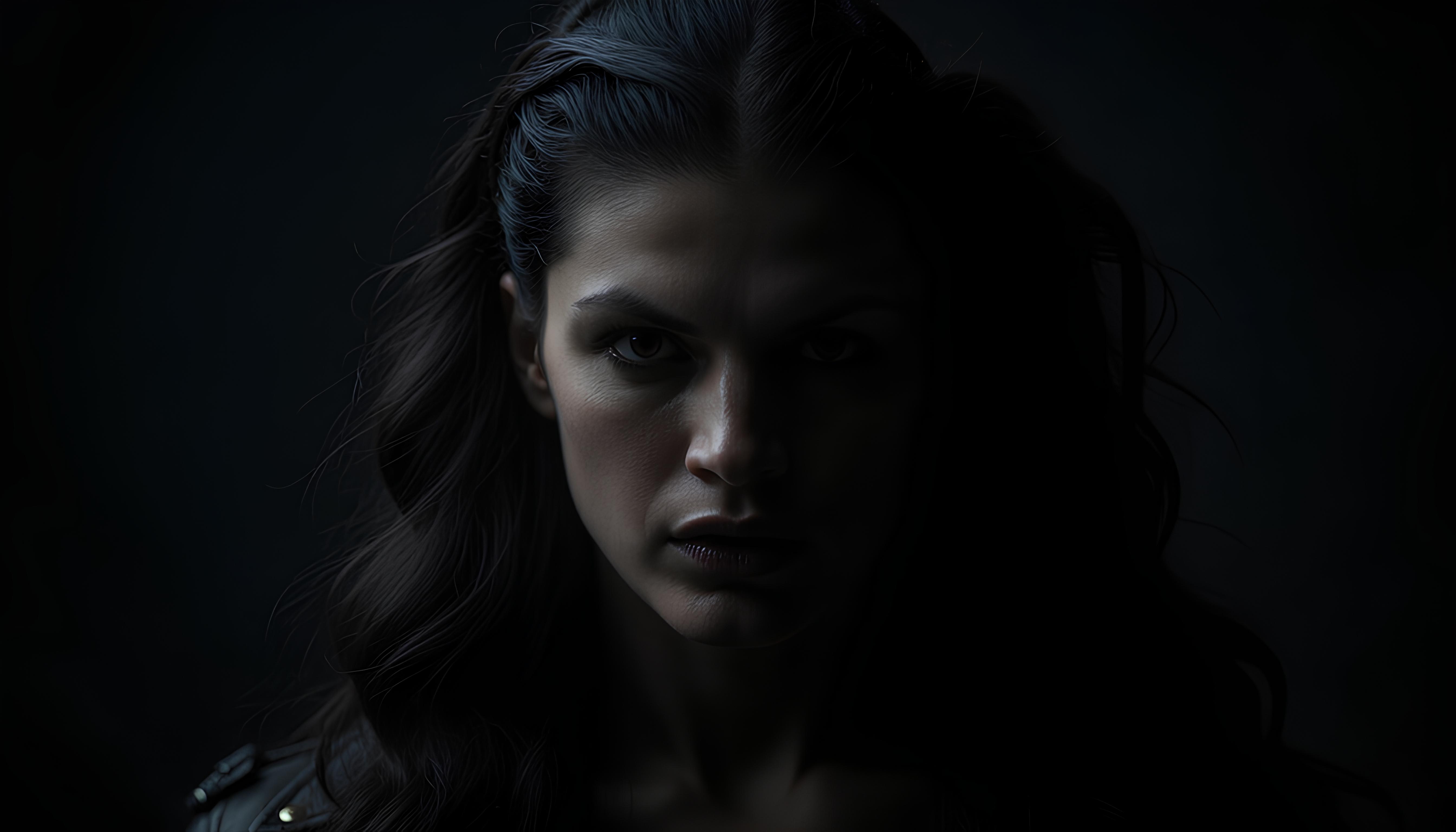 Gina Joy Carano in the mist of shadows and darkness