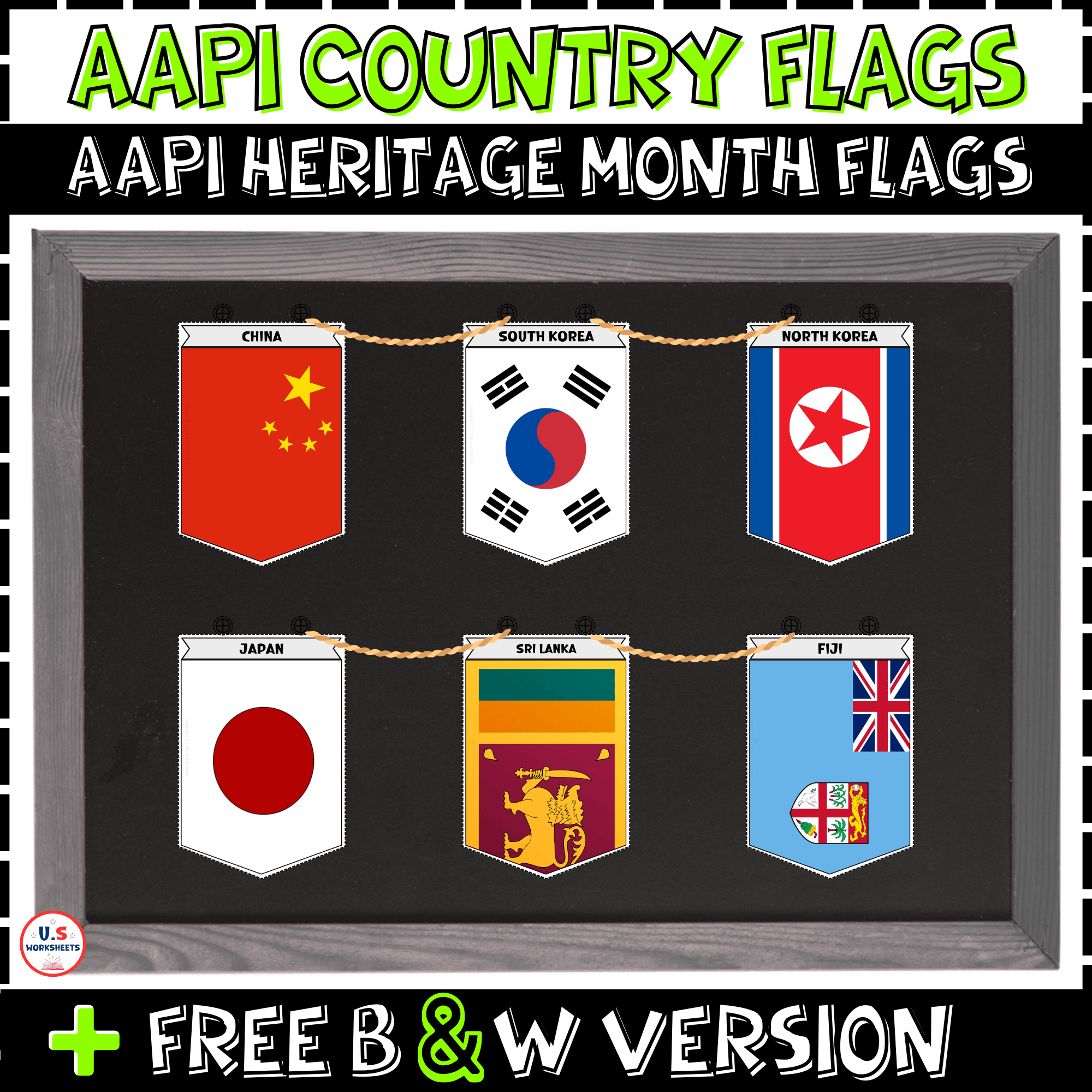 AAPI Heritage Month Flags Banner Asian American Pacific Islander ...