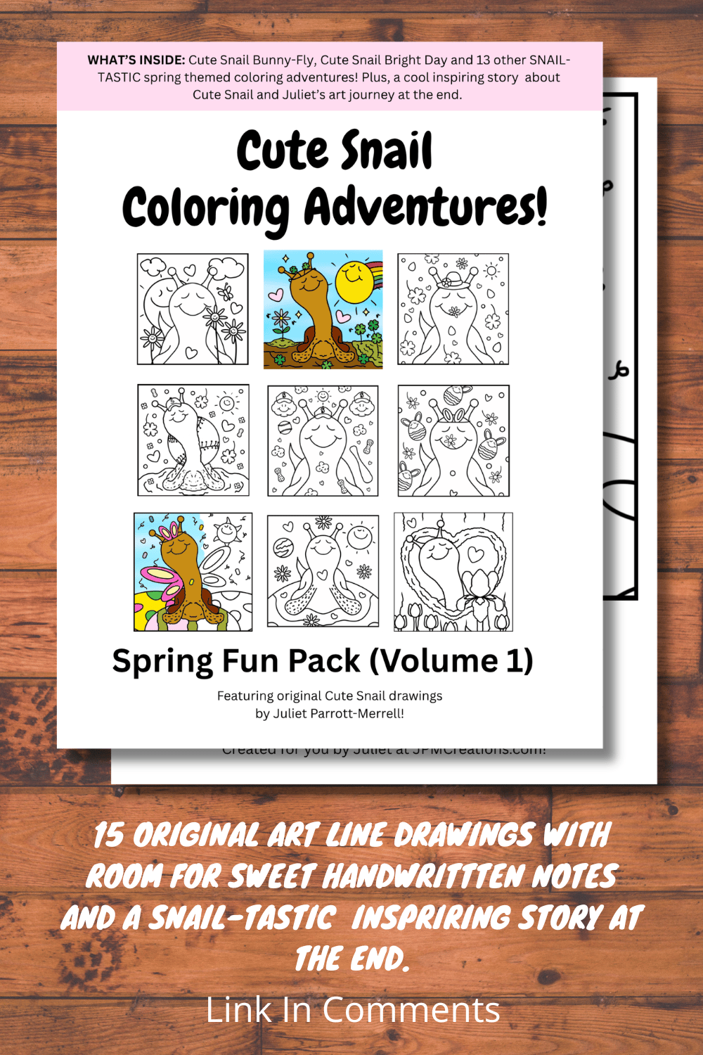 Cute Snail Spring Coloring Book (front Cover)