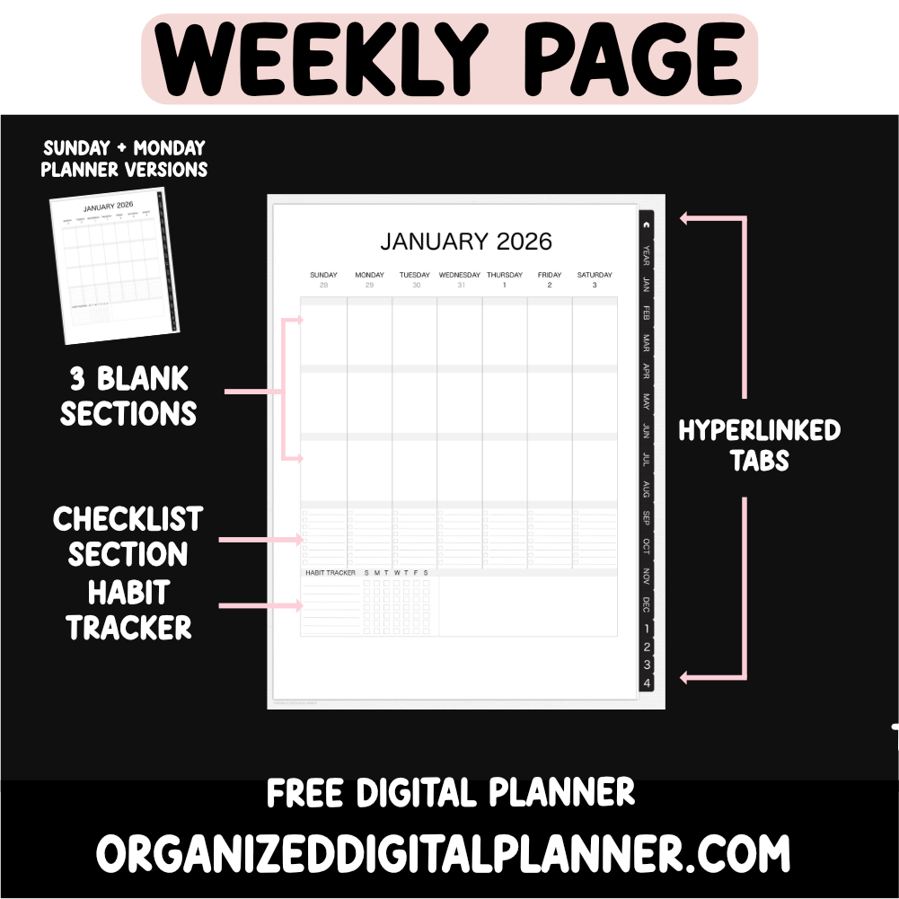 Free 2026 Digital Planners