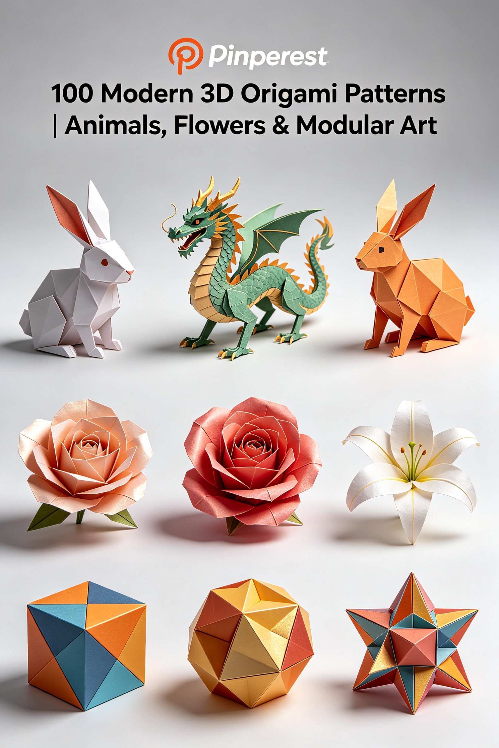 Modern 3D Origami Ideas | Animals, Paper Flowers & Modular Designs - Payhip