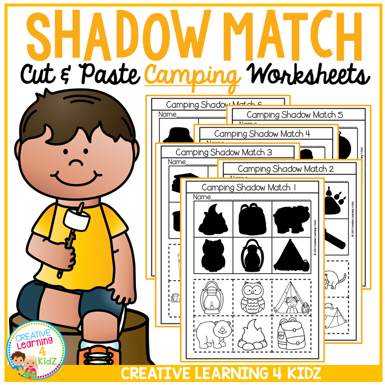Shadow Matching Camping Cut & Paste Worksheets Visual Discrimination ...