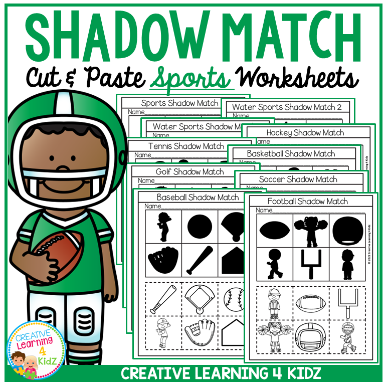 Shadow Matching Sports Cut & Paste Worksheets Visual Discrimination for ...