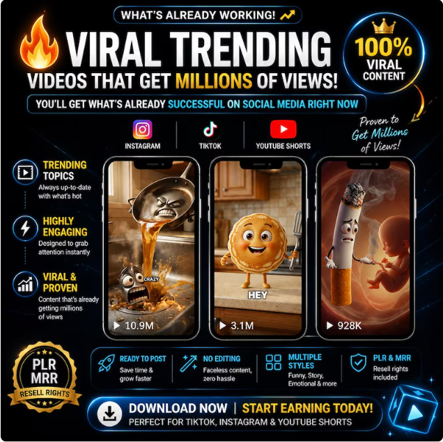 1000+ AI Talking Objects Reels Bundle Faceless Viral Videos Ready To Post TikTok Instagram YouTube Shorts PLR MRR Passive Income Kit