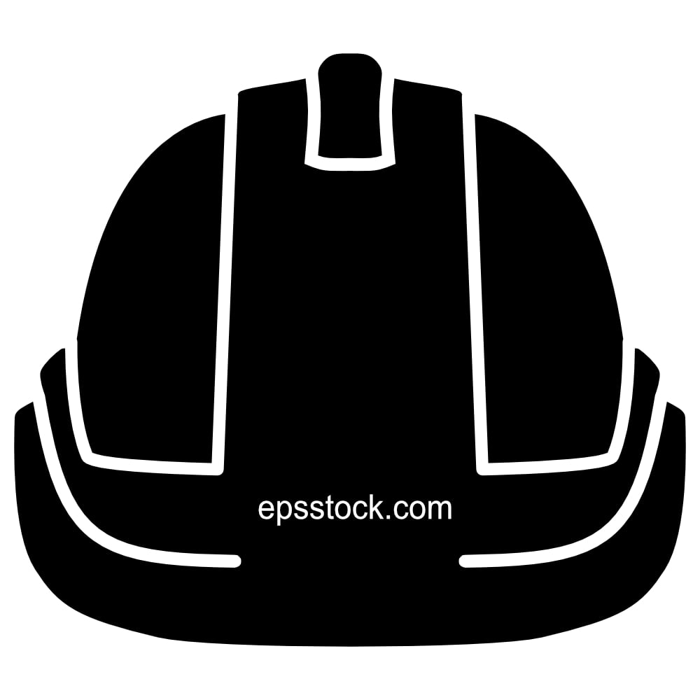 engineer hat, front view, black isolated vector silhouette