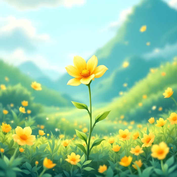 Yellow Flower, Bloom, Grass, Forest, Wallpaper - Ai Generated