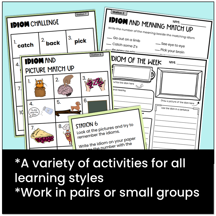 A variety of activities for all learning styles
