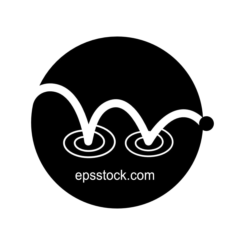 Skipping Stone on Water logo, black isolated vector silhouette
