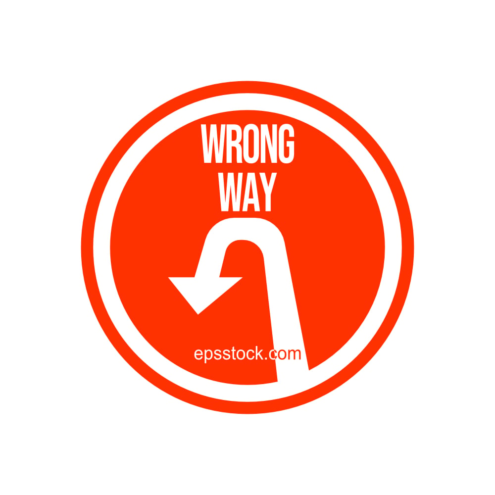 wrong way sign, rad isolated vector silhouette