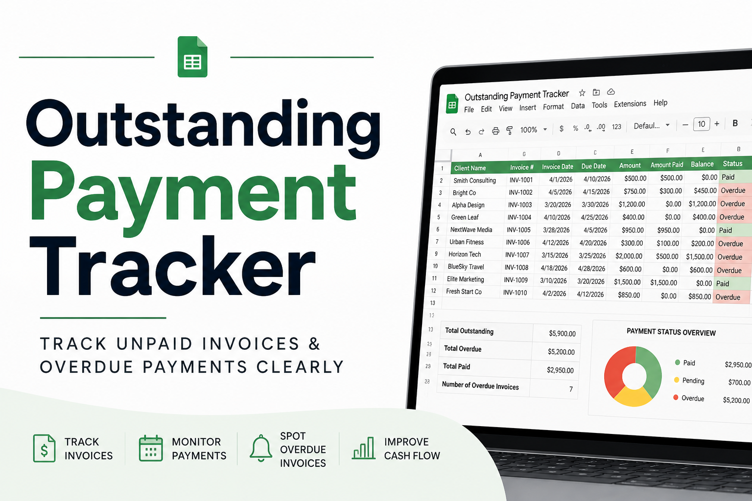 Payment Status Examples Outstanding Payment Tracker (Google Sheets Template) - Payhip